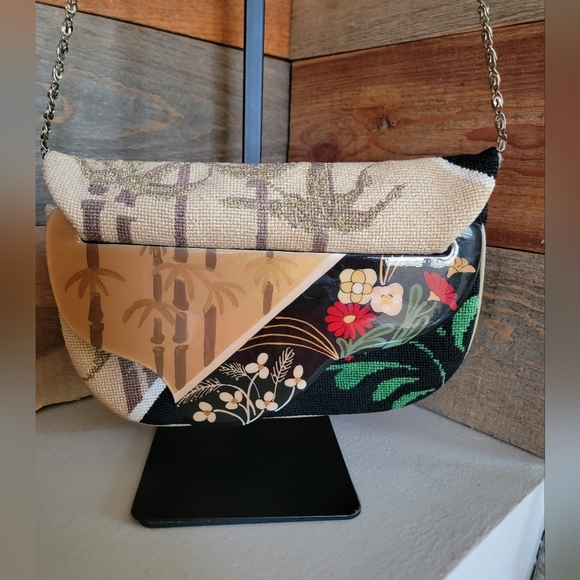 VTG Patricia Smith 1980 Needlepoint Moon Bag With Handpainted Lacquered Flap - Picture 5 of 15